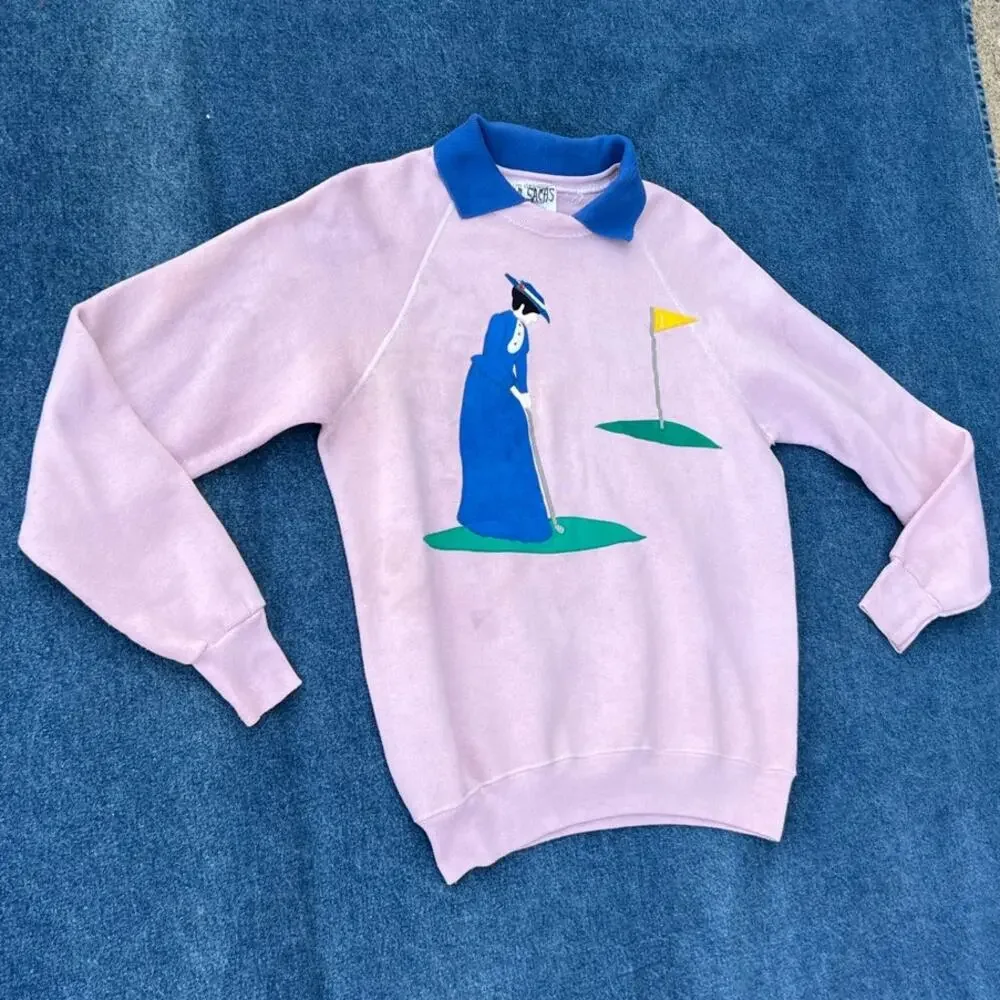 90s Lee Top Drawer by Nancy Schuyler custom lady golf graphic crewneck - Picture 2 of 14